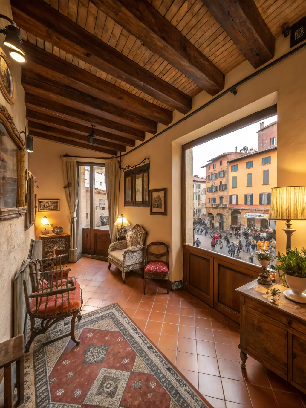 A cozy apartment interior in Florence, Italy, featuring classic Italian design elements and modern amenities, representing AppartMania's commitment to quality and comfort in all its managed properties.